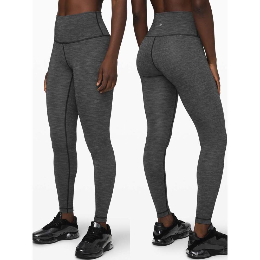 LULULEMON Wunder Under High-Rise Tight 28" Brushed Size 4 Heathered Black